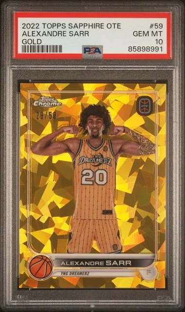 2022-23 Topps Chrome Sapphire Edition Alexandre Sarr Ote Gold #59 card image