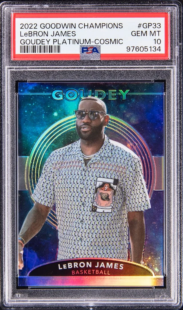 2022-23 Upper Deck Goodwin Champions LeBron James Goudey Platinum Cosmic #GP33 card image
