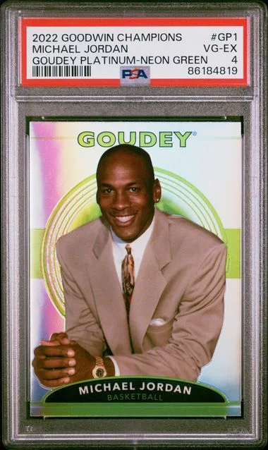 2022-23 Upper Deck Goodwin Champions Michael Jordan Goudey Platinum Neon Green #GP1 card image