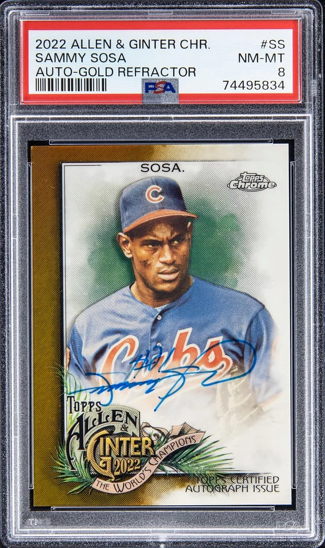 2022 Allen & Ginter Chrome Sammy Sosa Autograph - Gold Refractor #SS card image