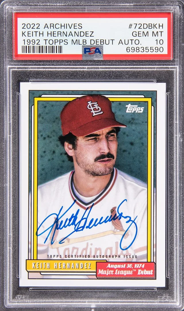 2022 Archives 1992 Topps MLB Debut Autograph Keith Hernandez #72DB-KH card image