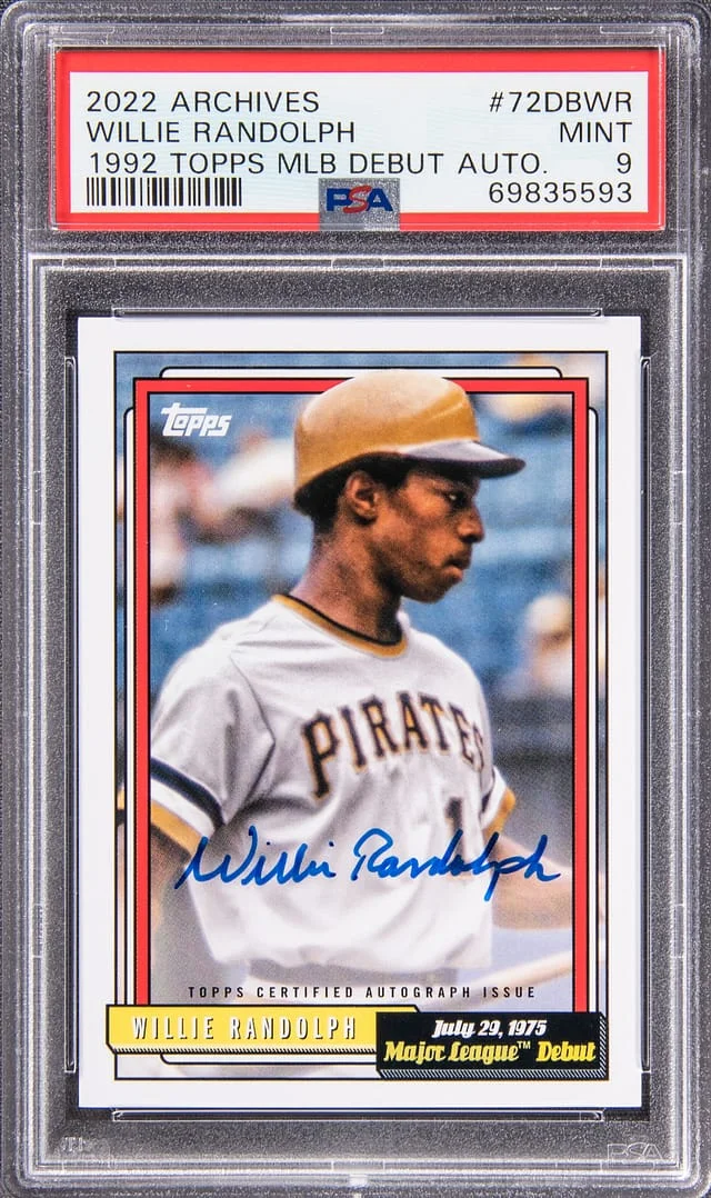 2022 Archives 1992 Topps MLB Debut Autograph Willie Randolph #72DB-WR card image