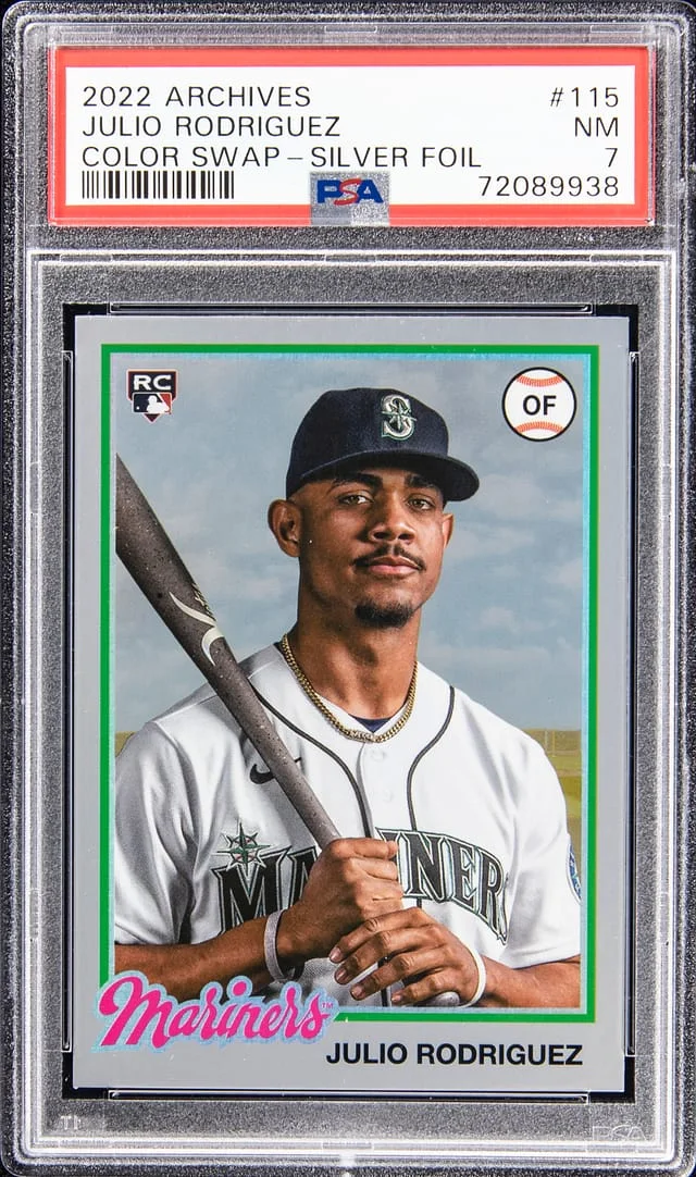 2022 Archives Color Swap - Silver Foil Julio Rodriguez #115 card image