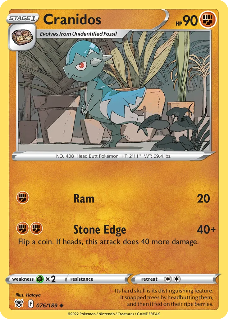 2022 Astral Radiance Cranidos Uncommon #076/189 Uncommon card image