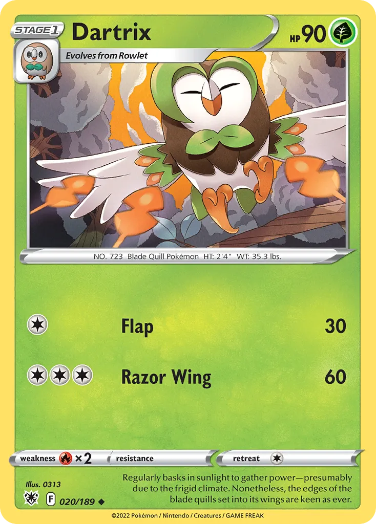 2022 Astral Radiance Dartrix Uncommon #020/189 Uncommon card image