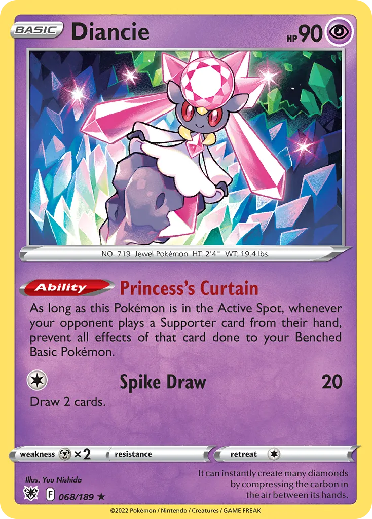 2022 Astral Radiance Diancie #068/189 Rare Holo card image