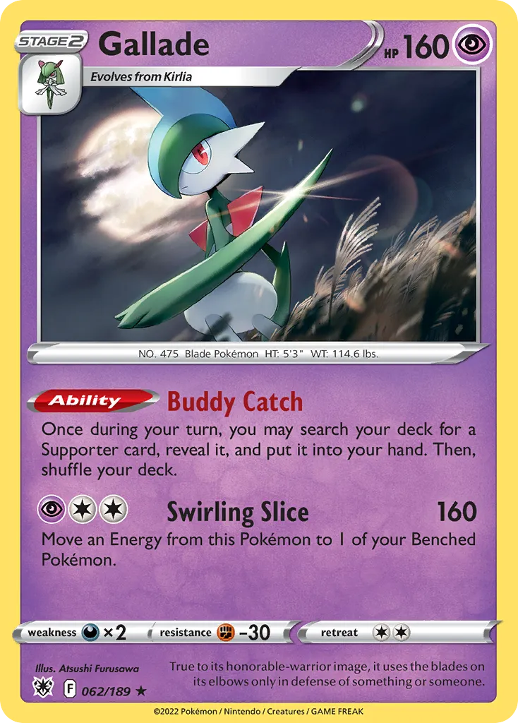 2022 Astral Radiance Gallade #062/189 Rare Holo card image
