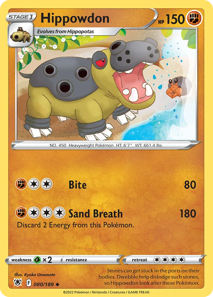 2022 Astral Radiance Hippowdon Uncommon #080/189 Uncommon card image