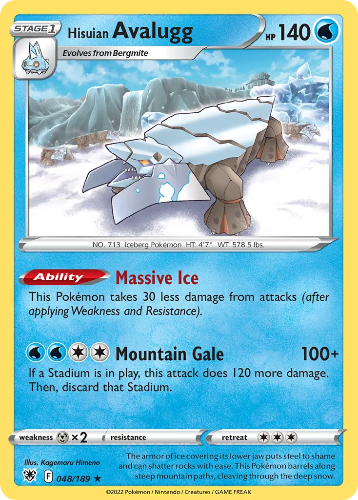 2022 Astral Radiance Hisuian Avalugg Rare #048/189 Rare card image