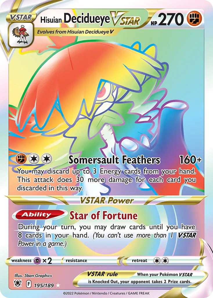 2022 Astral Radiance Hisuian Decidueye VSTAR #084/189 Rare Holo VSTAR card image