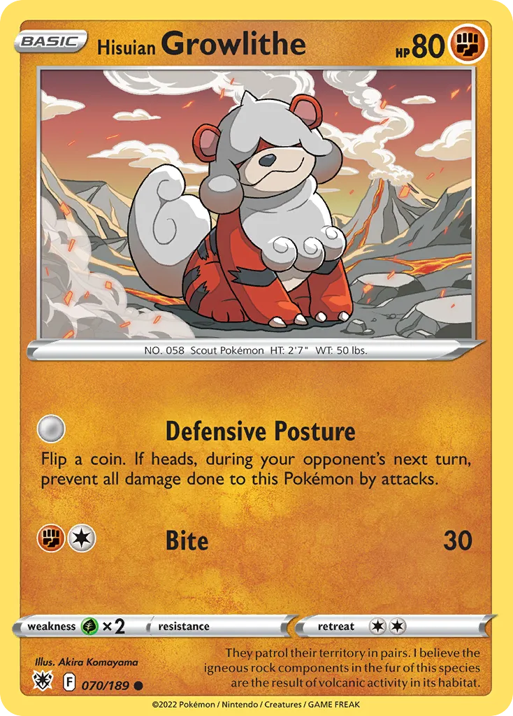 2022 Astral Radiance Hisuian Growlithe Common #070/189 Common card image