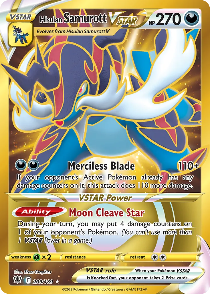 2022 Astral Radiance Hisuian Samurott VSTAR #209/189 Rare Secret card image