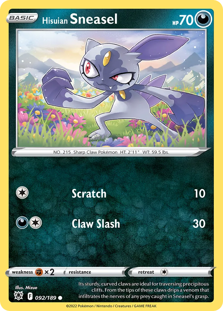 2022 Astral Radiance Hisuian Sneasel Common #092/189 Common card image