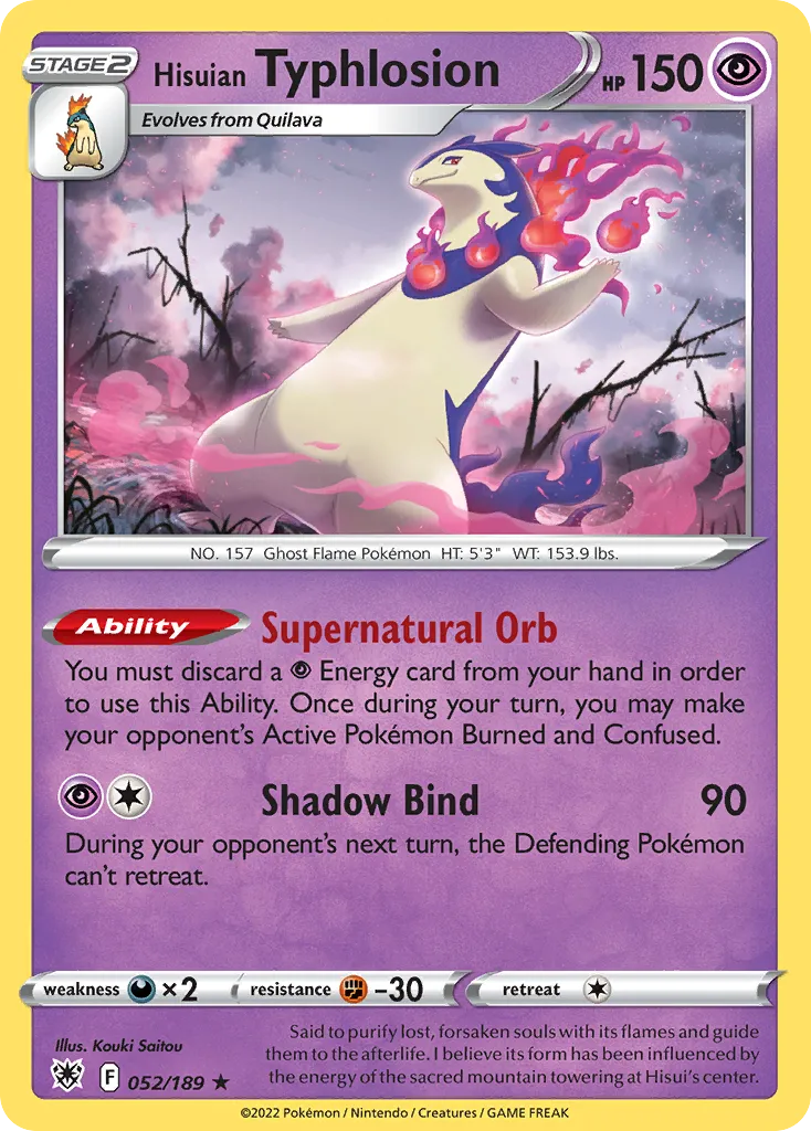 2022 Astral Radiance Hisuian Typhlosion #052/189 Rare Holo card image