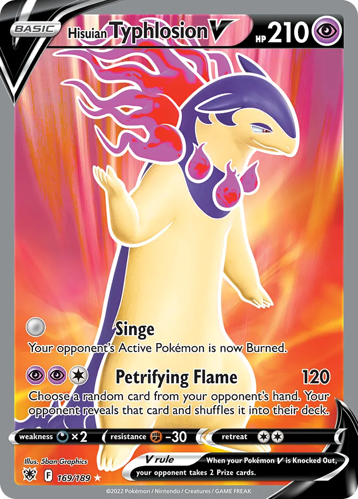 2022 Astral Radiance Hisuian Typhlosion V #169/189 Rare Ultra card image