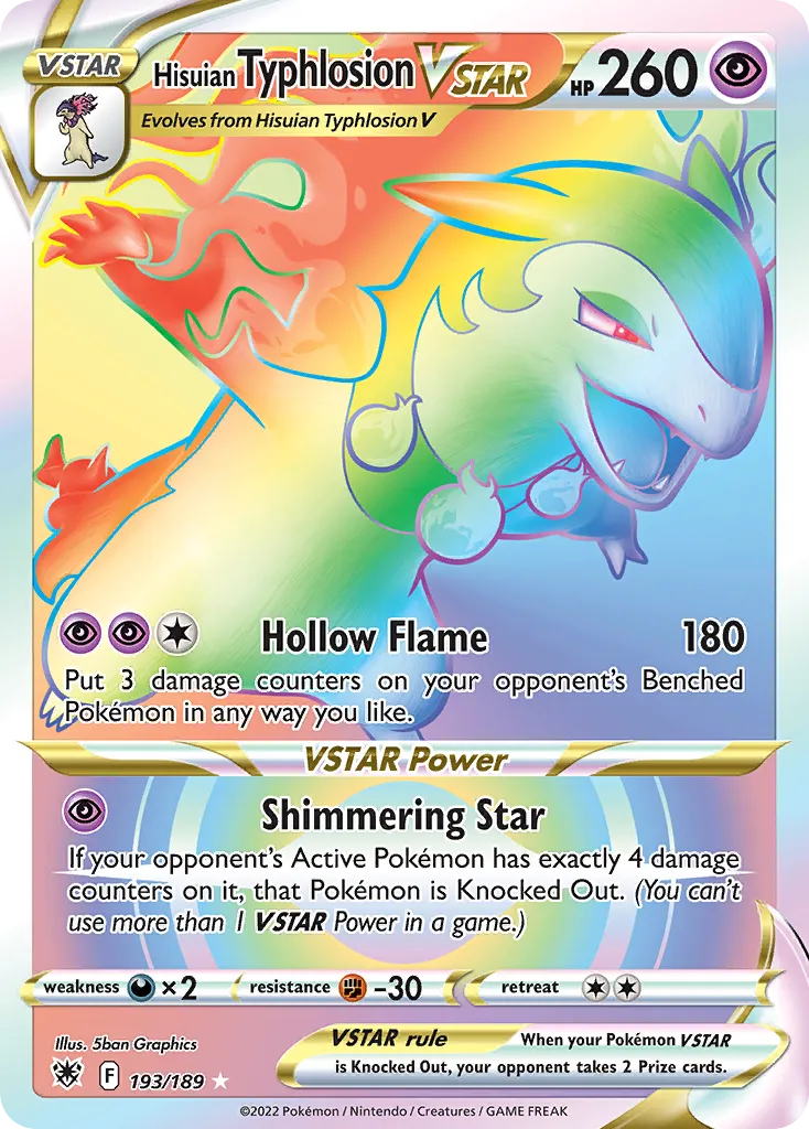 2022 Astral Radiance Hisuian Typhlosion VSTAR #193/189 Rare Rainbow card image