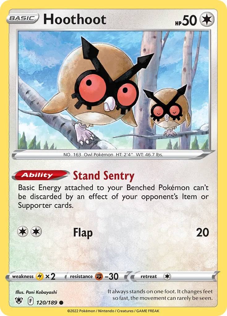 2022 Astral Radiance Hoothoot Common #120/189 Common card image
