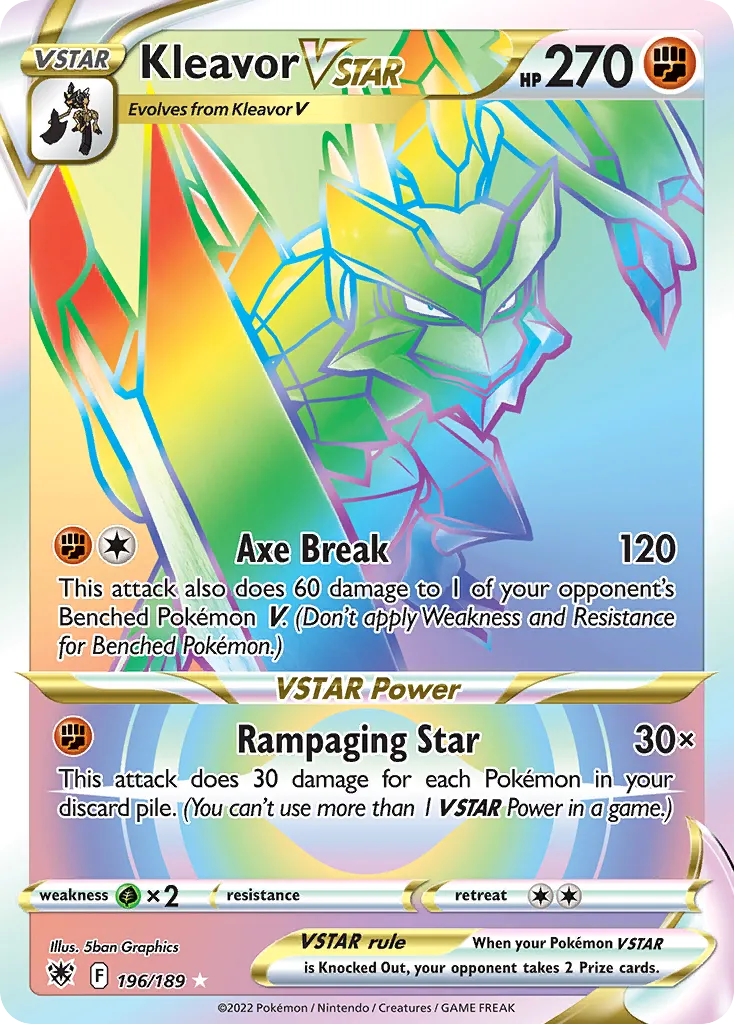 2022 Astral Radiance Kleavor VSTAR #196/189 Rare Rainbow card image