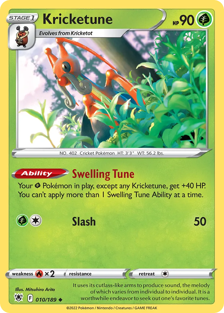 2022 Astral Radiance Kricketune Uncommon #010/189 Uncommon card image