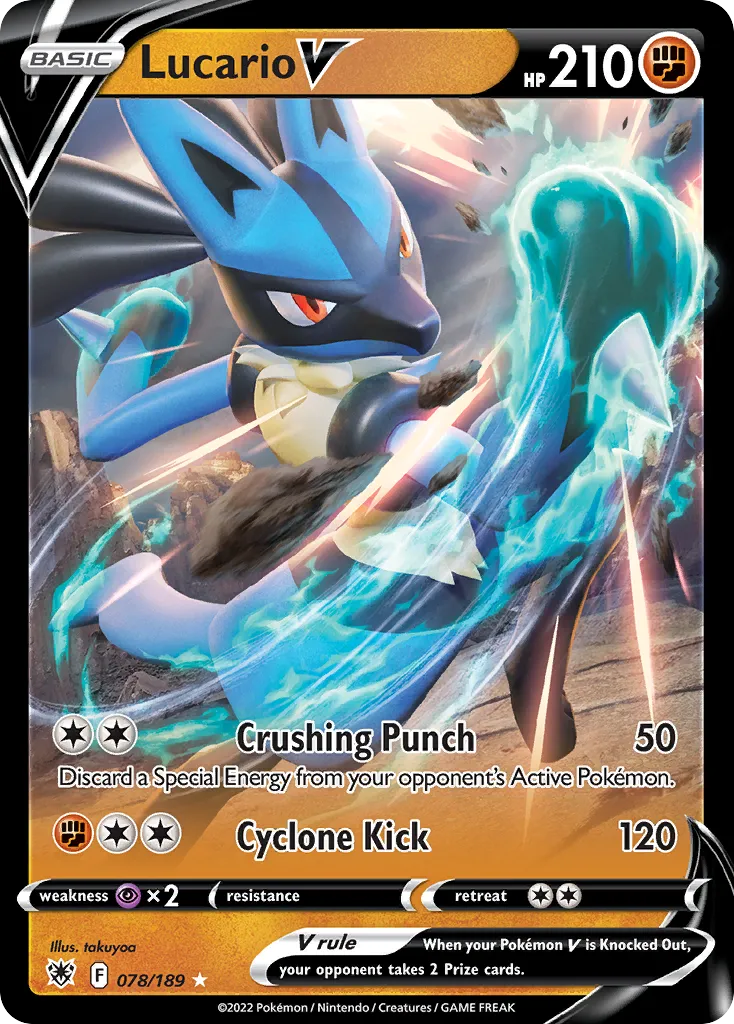 2022 Astral Radiance Lucario V #078/189 Rare Holo V card image
