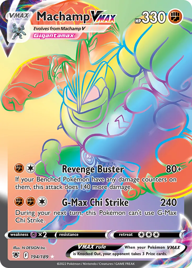 2022 Astral Radiance Machamp VMAX Rare Holo VMAX #073/189 Rare Holo VMAX card image