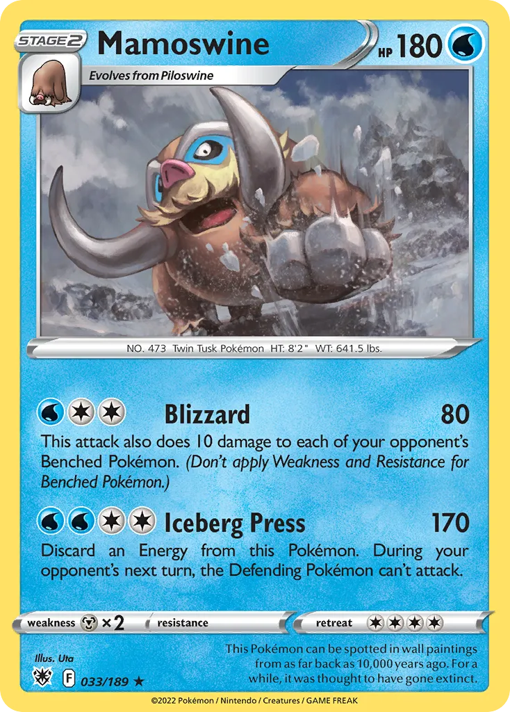2022 Astral Radiance Mamoswine Rare #033/189 Rare card image