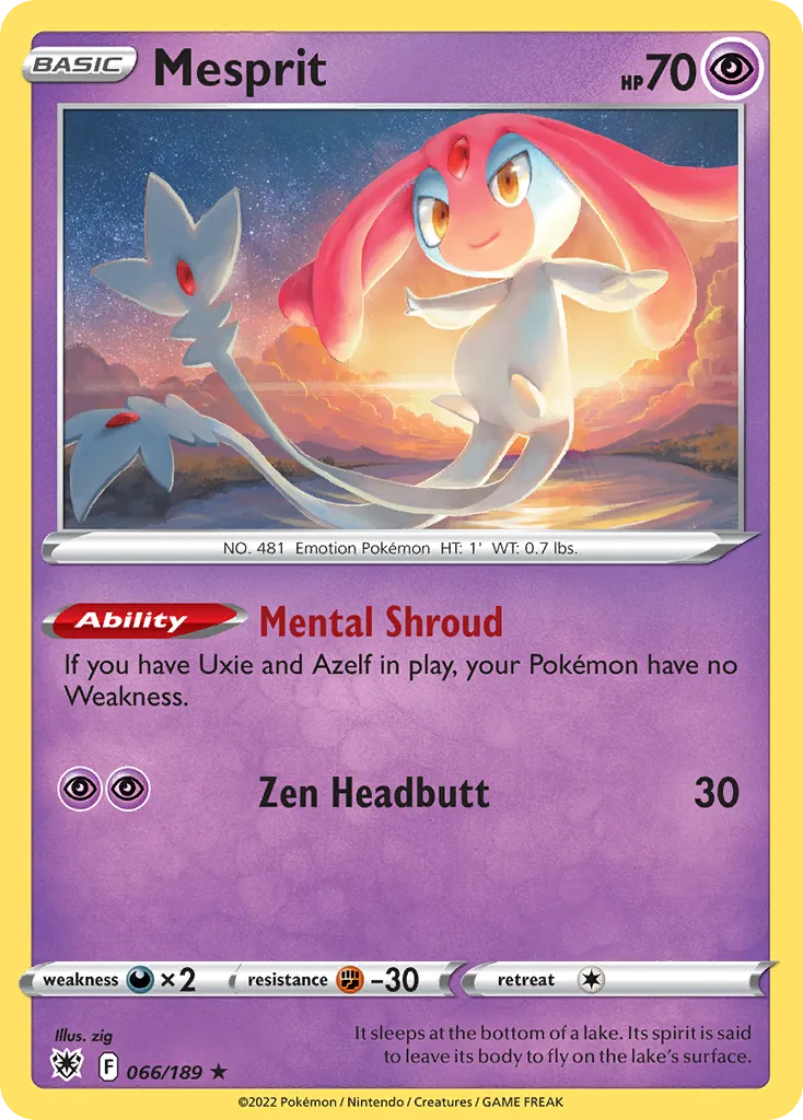 2022 Astral Radiance Mesprit #066/189 Rare Holo card image