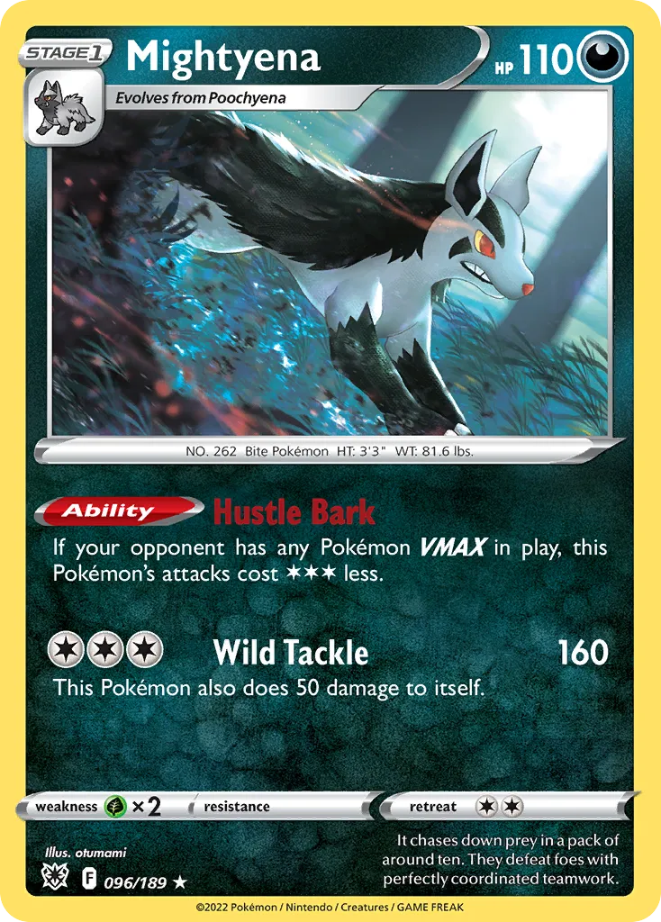 2022 Astral Radiance Mightyena Rare #096/189 Rare card image
