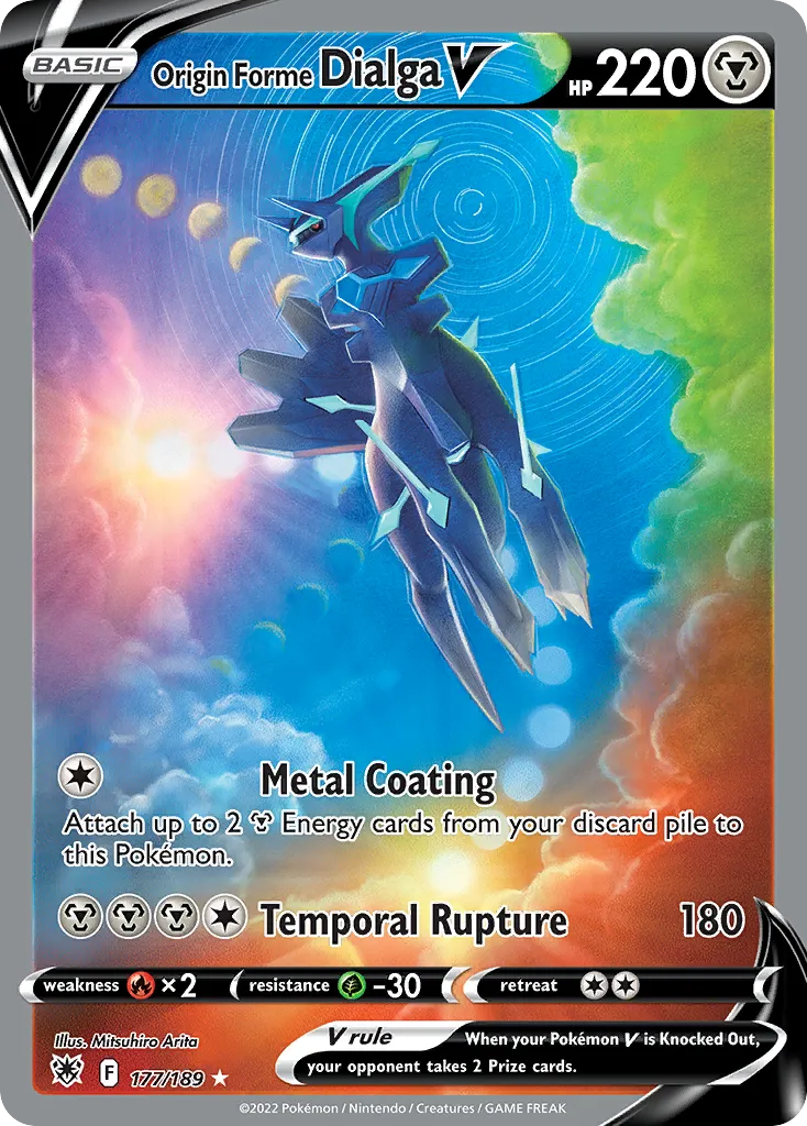 2022 Astral Radiance Origin Forme Dialga V #113/189 Rare Holo V card image