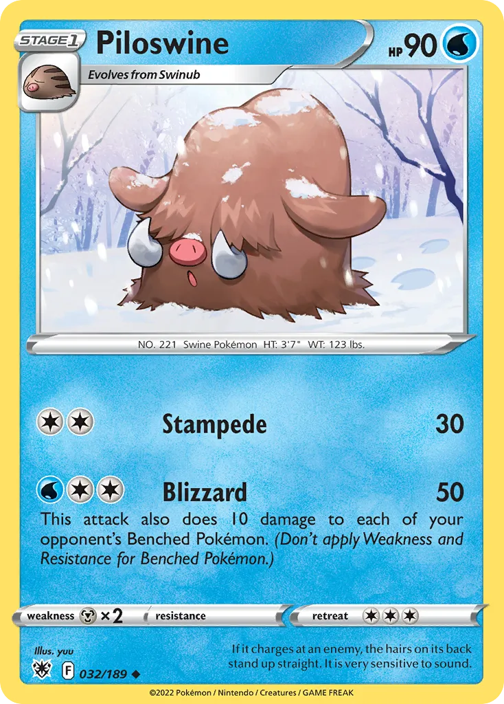 2022 Astral Radiance Piloswine Uncommon #032/189 Uncommon card image