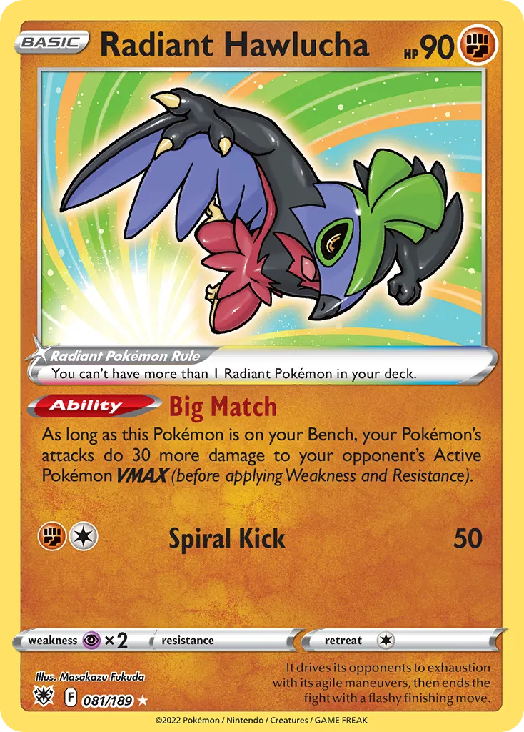 2022 Astral Radiance Radiant Hawlucha #081/189 Radiant Rare card image