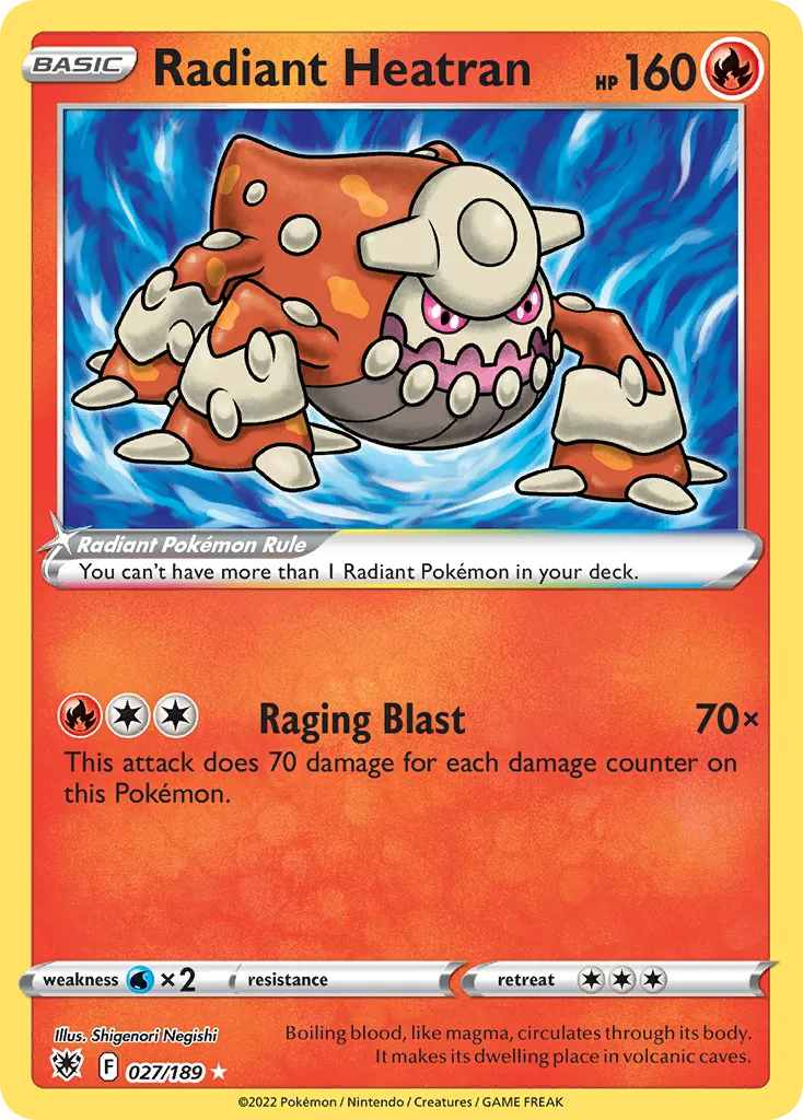 2022 Astral Radiance Radiant Heatran Radiant Rare #027/189 Radiant Rare card image