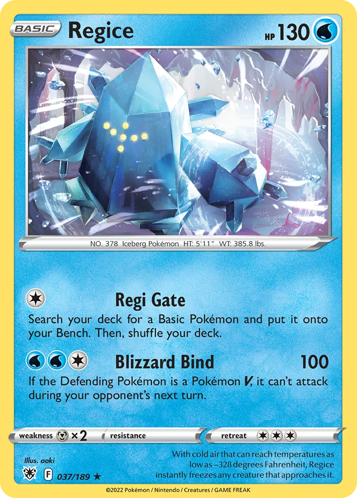 2022 Astral Radiance Regice Rare #037/189 Rare card image
