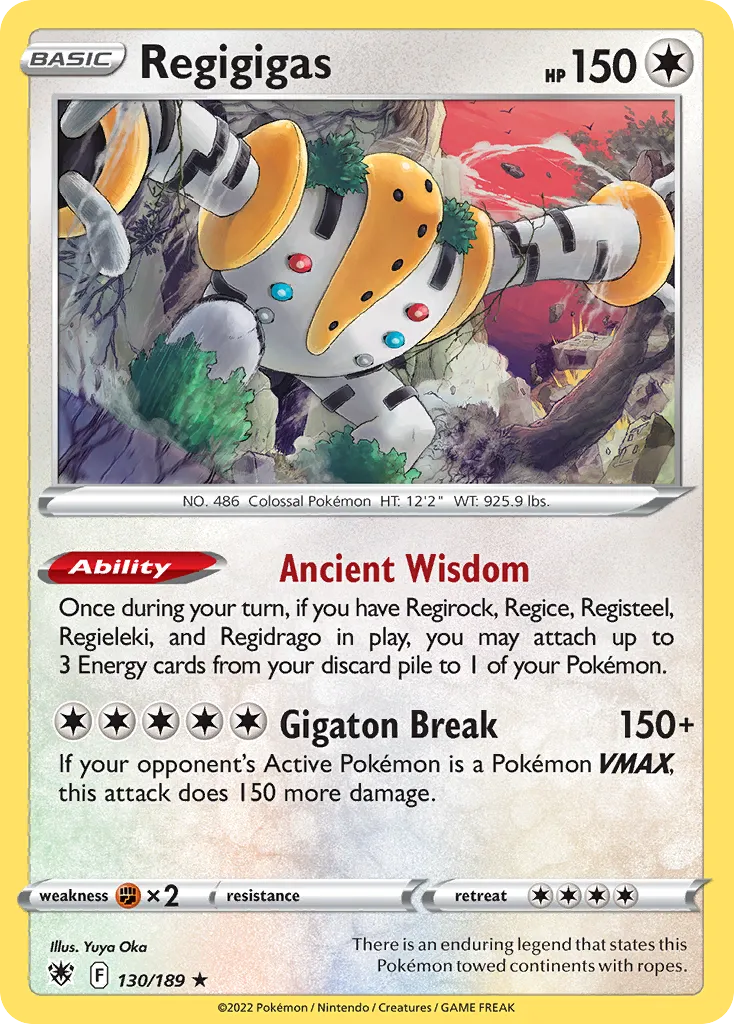 2022 Astral Radiance Regigigas #130/189 Rare Holo card image