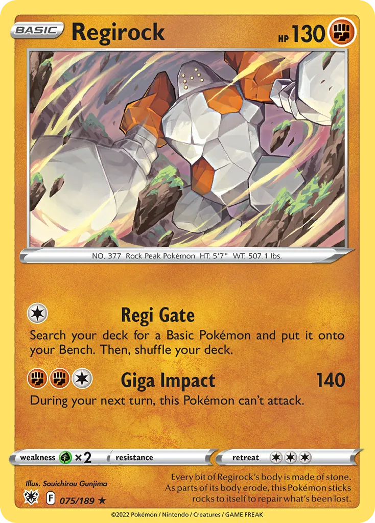 2022 Astral Radiance Regirock Rare #075/189 Rare card image