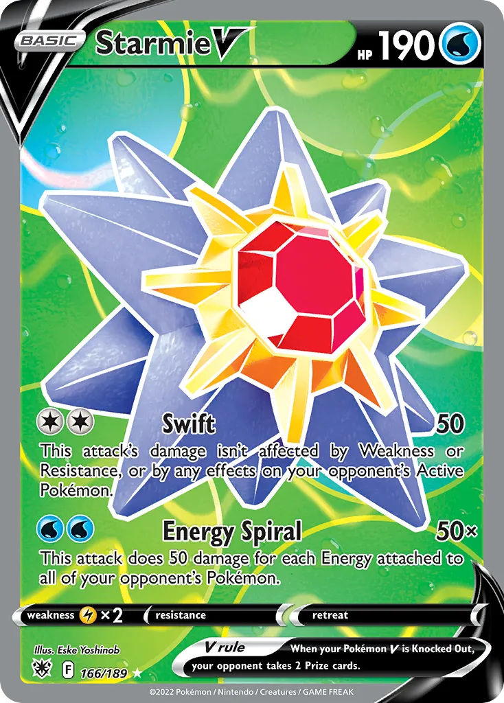 2022 Astral Radiance Starmie V #166/189 Rare Ultra card image