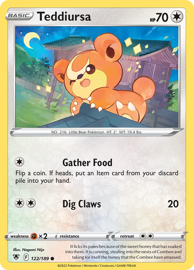 2022 Astral Radiance Teddiursa Common #122/189 Common card image