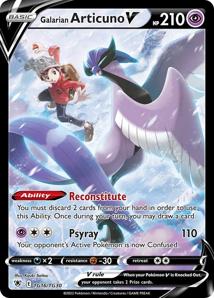 2022 Astral Radiance Trainer Gallery Galarian Articuno V Rare Holo V #TG16 Rare Holo V card image