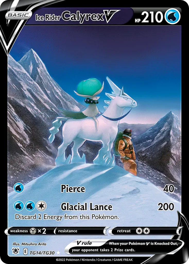 2022 Astral Radiance Trainer Gallery Ice Rider Calyrex V Rare Holo V #TG14 Rare Holo V card image