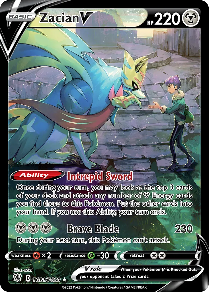 2022 Astral Radiance Trainer Gallery Zacian V Rare Holo V #TG21 Rare Holo V card image