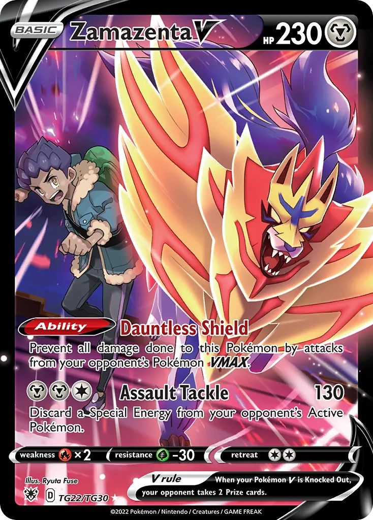 2022 Astral Radiance Trainer Gallery Zamazenta V Rare Holo V #TG22 Rare Holo V card image