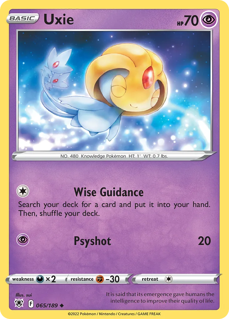 2022 Astral Radiance Uxie Uncommon #065/189 Uncommon card image
