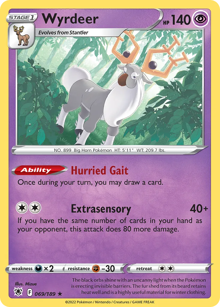 2022 Astral Radiance Wyrdeer #069/189 Rare Holo card image