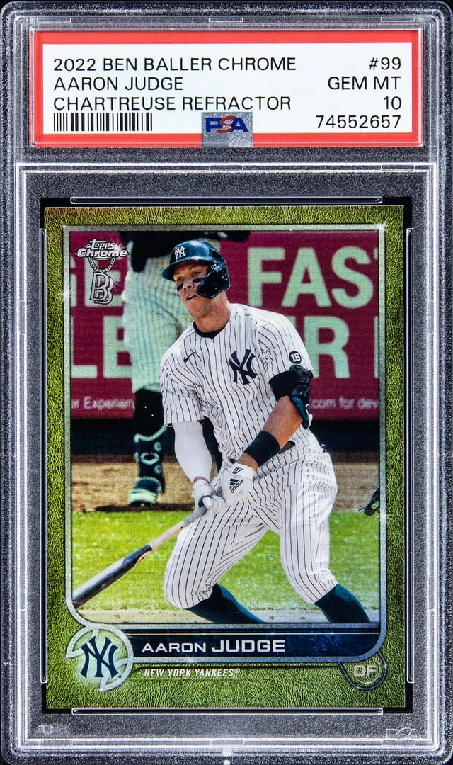 2022 Ben Baller Topps Chrome Chartreuse Refractor Aaron Judge #99 card image