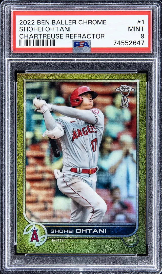 2022 Ben Baller Topps Chrome Chartreuse Refractor Shohei Ohtani #1 card image