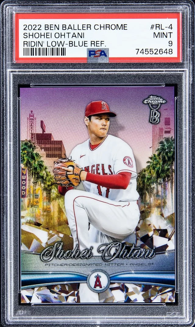 2022 Ben Baller Topps Chrome Ridin' Low - Blue Refractor Shohei Ohtani #RL-4 card image