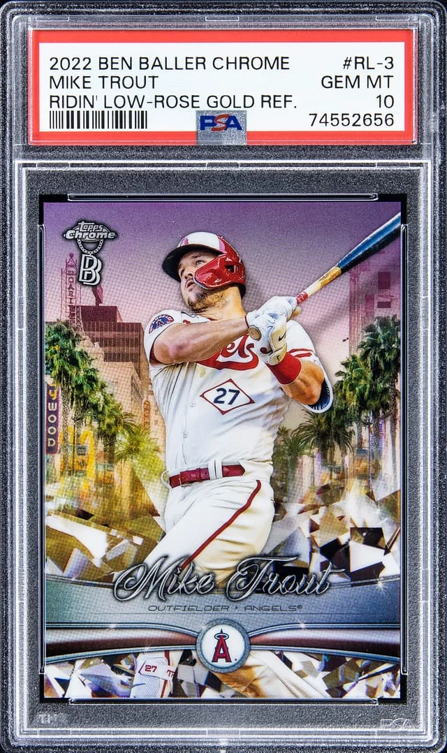 2022 Ben Baller Topps Chrome Ridin' Low - Gold Refractor Mike Trout #RL-3 card image