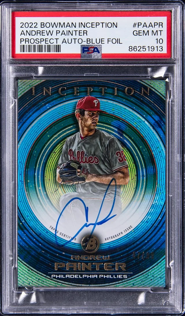 2022 Bowman Andrew Painter Inception Prospect Autograph Blue Foil #PA-APR card image