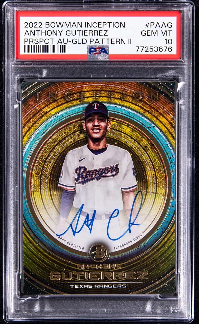 2022 Bowman Anthony Gutierrez Inception Prospect Autographs Gold Pattern II #PA-AG card image