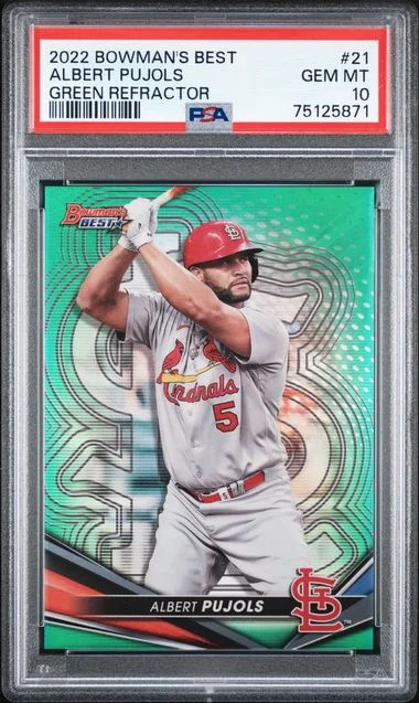 2022 Bowman Best Albert Pujols Green Refractor #21 card image
